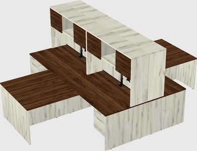 Quad l-shaped office desks