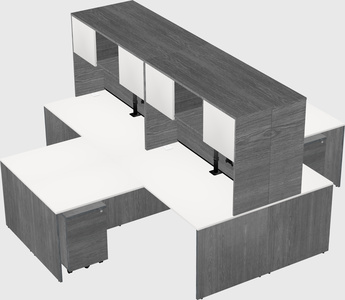 Quad l-shaped office desks