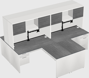 Quad l-shaped office desks