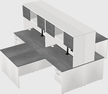 Quad l-shaped office desks