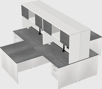Quad l-shaped office desks
