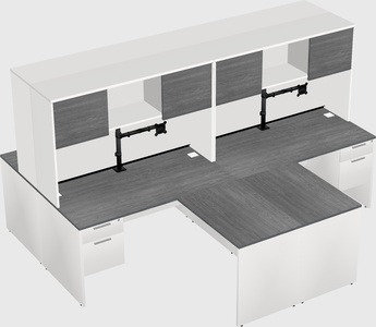 Quad l-shaped office desks