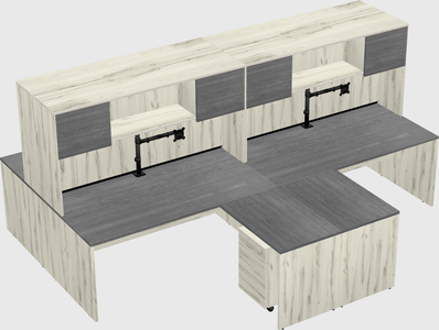 Quad l-shaped office desks