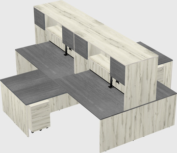 Quad l-shaped office desks
