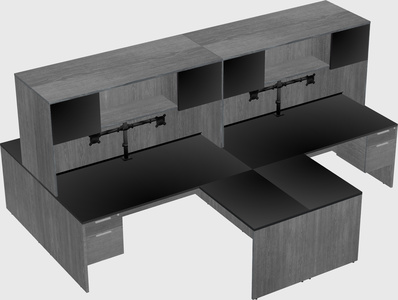 Quad l-shaped office desks