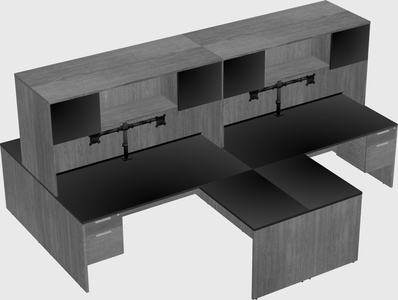 Quad l-shaped office desks