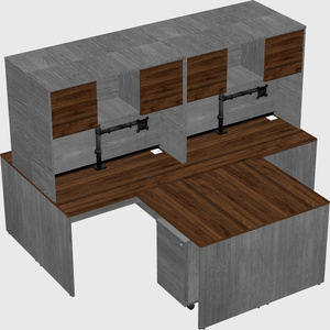 Quad l-shaped office desks