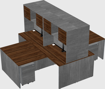 Quad l-shaped office desks