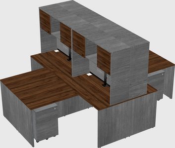 Quad l-shaped office desks