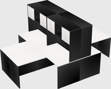 Quad l-shaped office desks