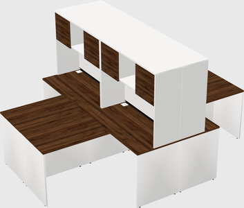 Quad l-shaped office desks