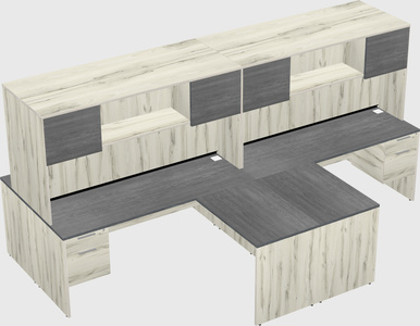 Quad l-shaped office desks