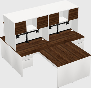 Quad l-shaped office desks