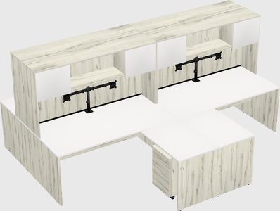 Quad l-shaped office desks