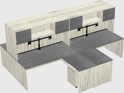 Quad l-shaped office desks