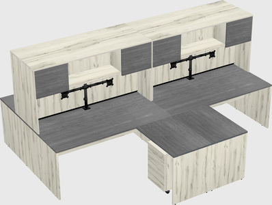 Quad l-shaped office desks
