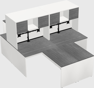 Quad l-shaped office desks
