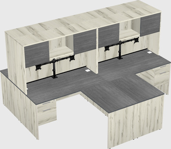 Quad l-shaped office desks