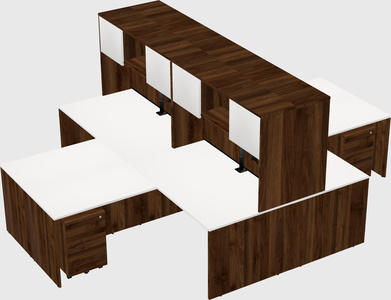 Quad l-shaped office desks