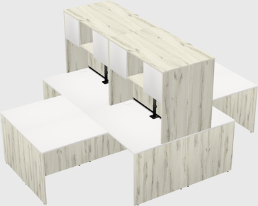 Quad l-shaped office desks