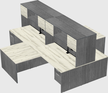 Quad l-shaped office desks