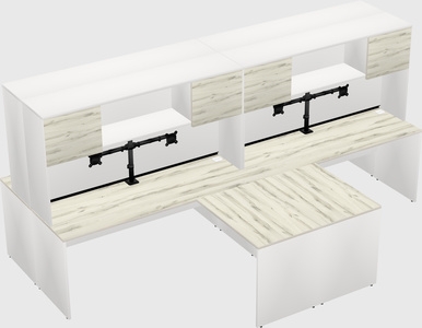 Quad l-shaped office desks