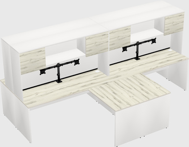 Quad l-shaped office desks