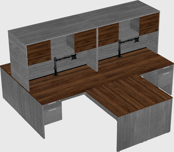 Quad l-shaped office desks