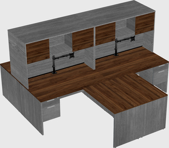 Quad l-shaped office desks