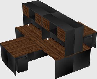 Quad l-shaped office desks