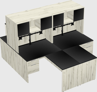 Quad l-shaped office desks