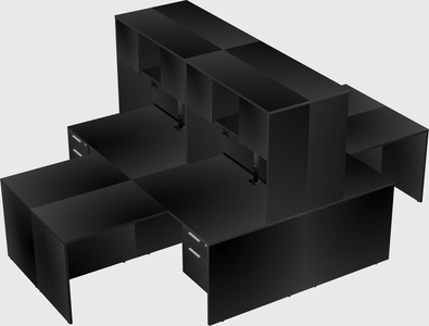 Quad l-shaped office desks