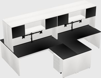 Quad l-shaped office desks