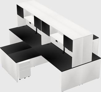 Quad l-shaped office desks