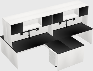 Quad l-shaped office desks
