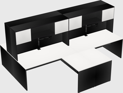 Quad l-shaped office desks