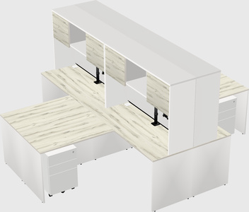 Quad l-shaped office desks
