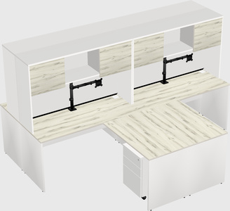 Quad l-shaped office desks