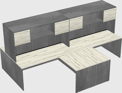Quad l-shaped office desks