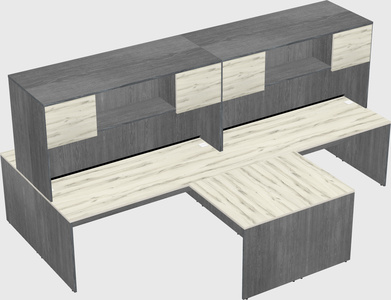 Quad l-shaped office desks