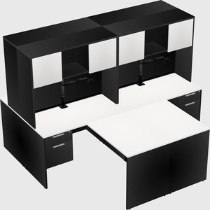 Quad l-shaped office desks
