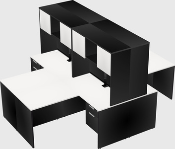 Quad l-shaped office desks
