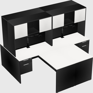 Quad l-shaped office desks