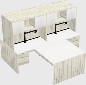 Quad l-shaped office desks