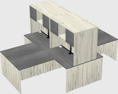 Quad l-shaped office desks