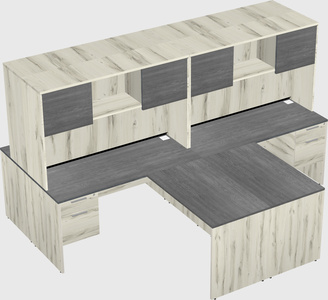 Quad l-shaped office desks