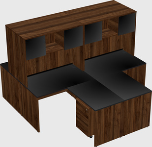 Quad l-shaped office desks
