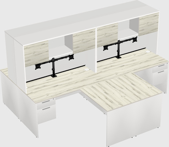 Quad l-shaped office desks
