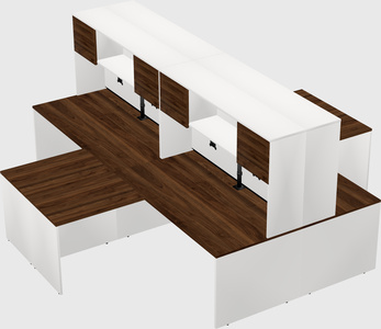 Quad l-shaped office desks