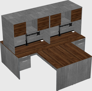 Quad l-shaped office desks